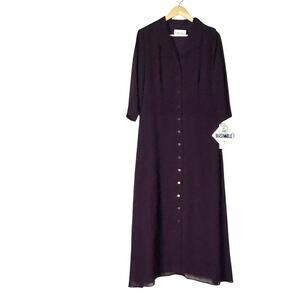 NWT Danny & Nicole Purple Button Front Dress Flared Sleeves 12 Washable